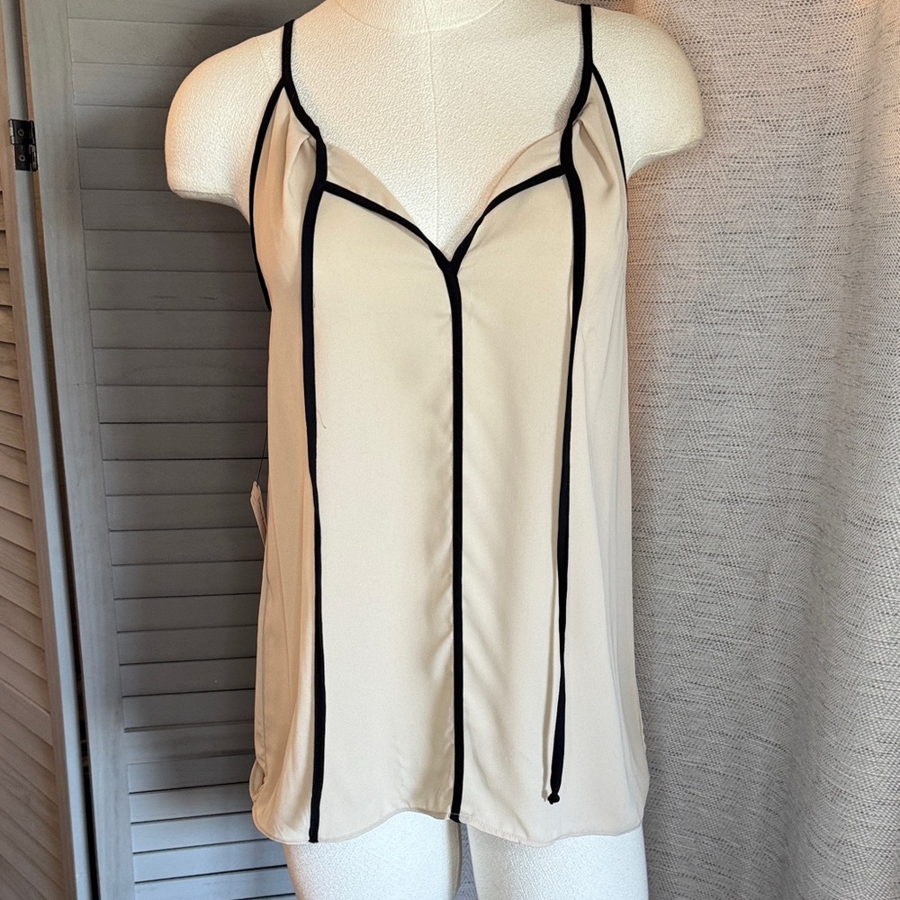 “Single” Cream Camisole with Black Trim from Neiman Marcus NEW!